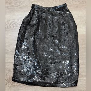 Elegant Black Sequin Pencil Skirt
